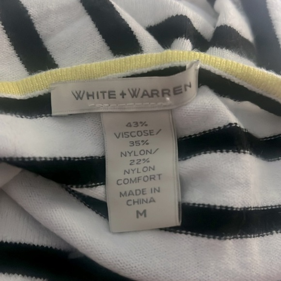 WHITE + WARREN Striped Soft Sweater Top Sailor core (bin 337) Costal preppy - Picture 6 of 7